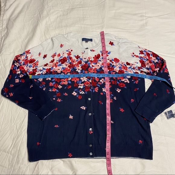 Karen Scott Floral Jersey Button Up Cardigan Sz 1X - Picture 2 of 10